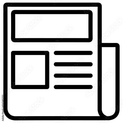 news paper icon flat thin outline art logo