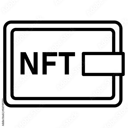 nft wallet icon flat thin outline art logo