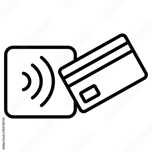 nfc wireless payment icon flat thin outline art logo