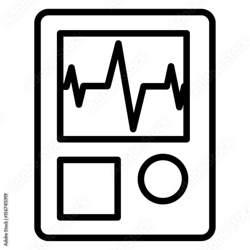portable cardiogram icon flat thin outline art logo