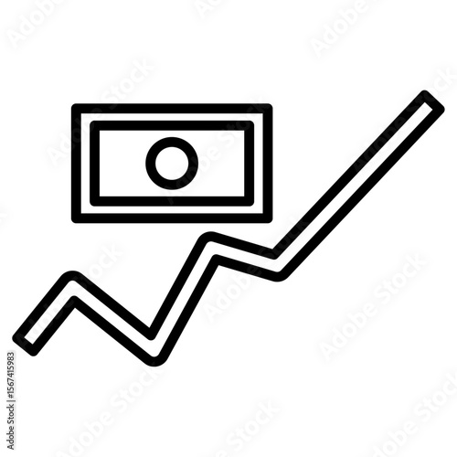 price raise icon flat thin outline art logo