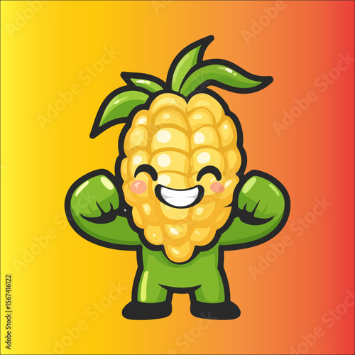 cute corn mascot vector
