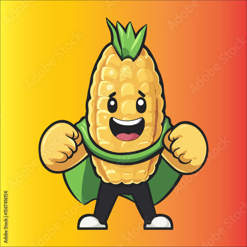 cute corn mascot vector
