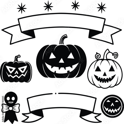 Halloween concept icon set hand drawn design elements in sketch style for holiday flyer