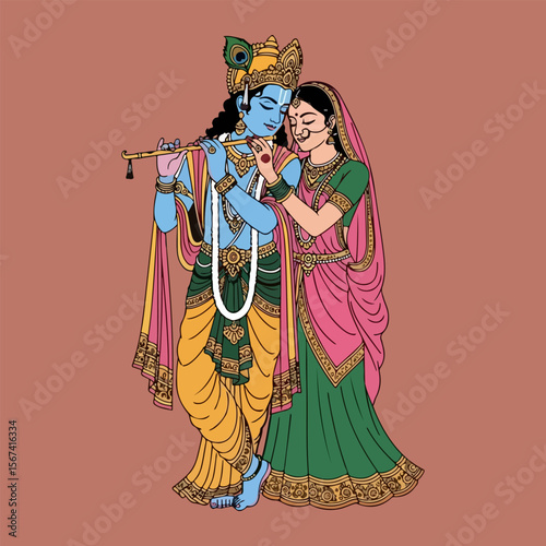 radha krishna vector