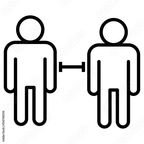 social distance icon flat thin outline art logo