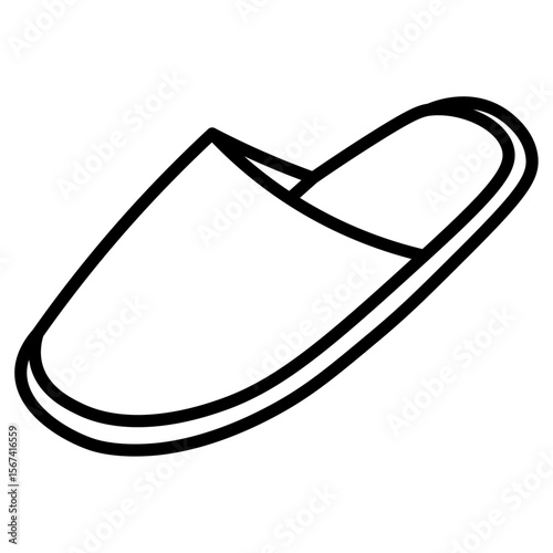 slipper icon flat thin outline art logo
