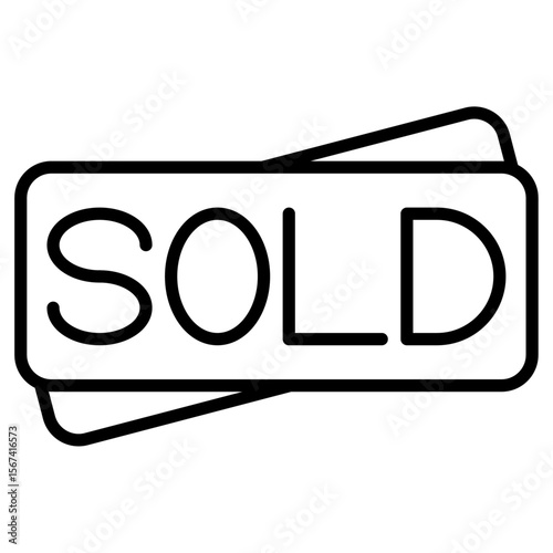 sold icon flat thin outline art logo