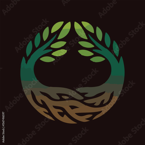 abstract tree with green leaves