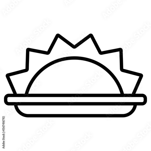 sunrise breakfast icon flat thin outline art logo
