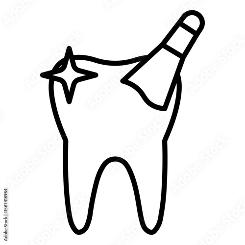 tooth polish ico flat thin outline art logo