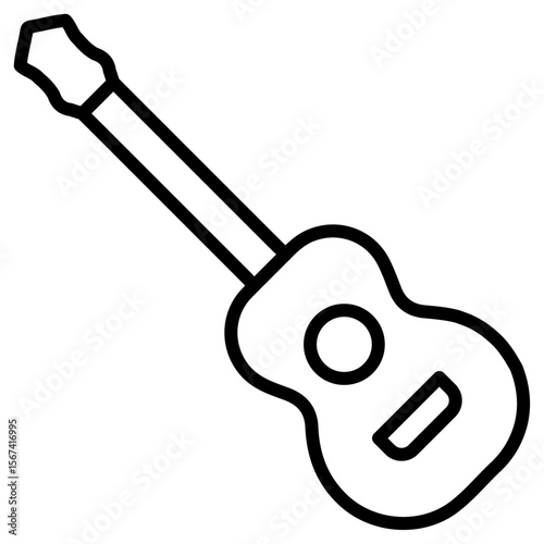 ukulele icon flat thin outline art logo