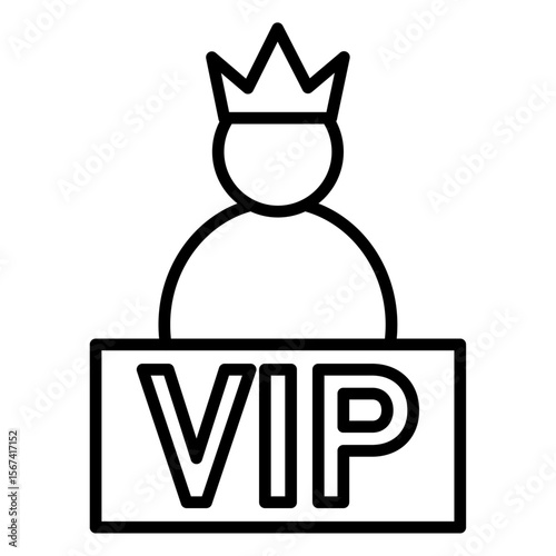 vip person icon flat thin outline art logo