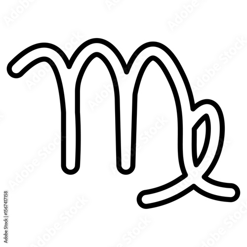virgo sign icon flat thin outline art logo