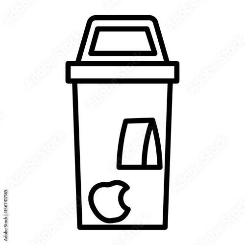 waste icon flat thin outline art logo