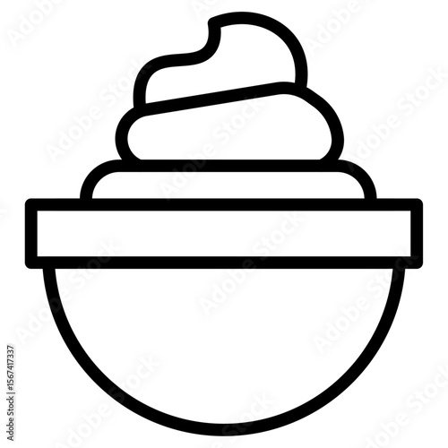 yogurt icon flat thin outline art logo