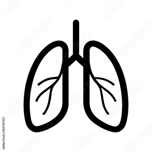 Modern Clear Line Art of Human Lungs for Healthcare and Respiratory System Design