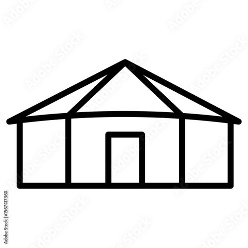 yurt icon flat thin outline art logo