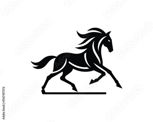 Elegant stallion dynamic black vector horse emblem