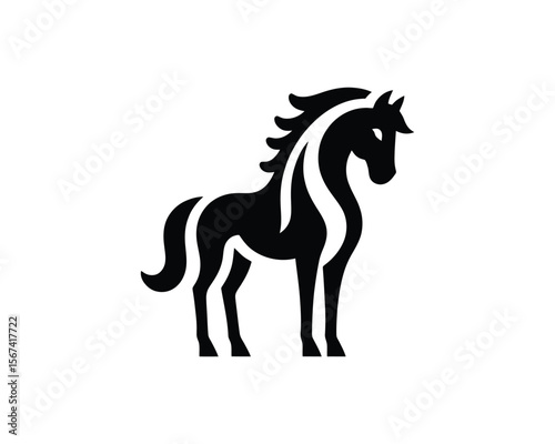 Elegant stallion stylized silhouette vector illustration