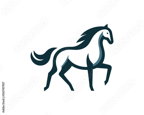 Elegant stallion stylized vector horse silhouette