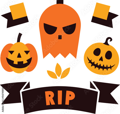 Halloween concept icon set hand drawn design elements in sketch style for holiday flyer