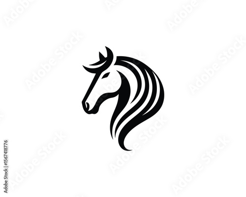 Sleek horse head vector logo design with abstract mane