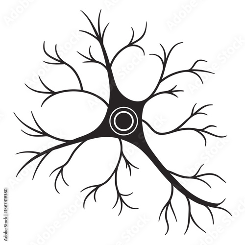 Black Neuron Illustration on White Background brain
