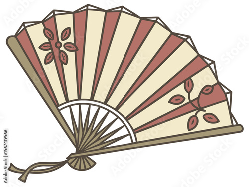 Dynamic Antique Folding Fan With Weathered Tattered Edges Scalable Graphic