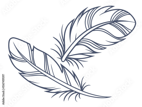 Minimalist Pair Of Symmetrical Feathers Joined At The Base B SVG Design