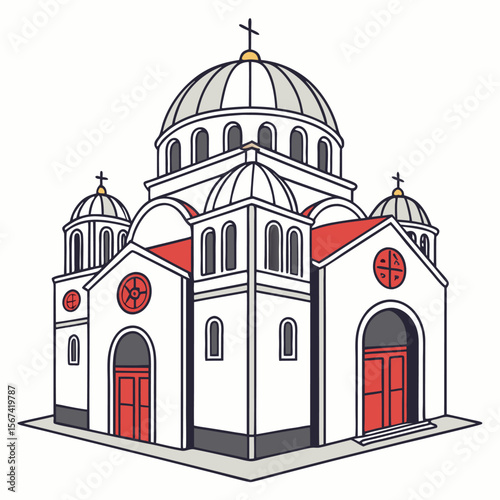 Flat Vector Illustration of Orthodox Church Building