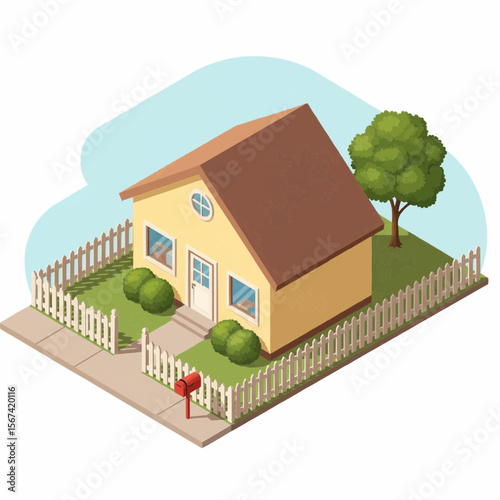 house and tree isometric