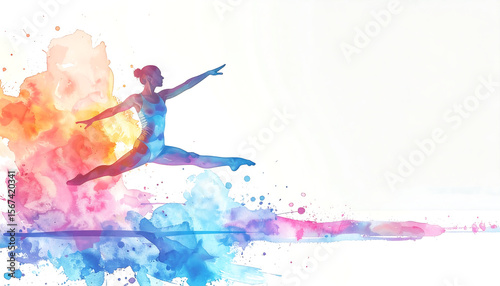 Watercolor-style illustration of Gymnastic, soft pastel tones and watercolor textures