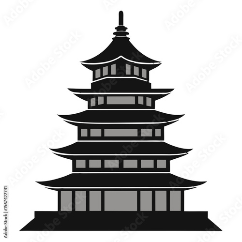The image shows a stylized icon of a traditional East Asian pagoda, typically found in countries like China, Japan, or Korea. It has multiple tiers with curved roofs.