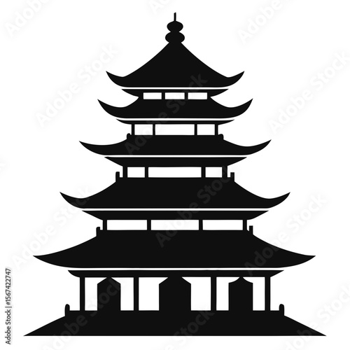 The image shows a stylized icon of a traditional East Asian pagoda, typically found in countries like China, Japan, or Korea. It has multiple tiers with curved roofs.