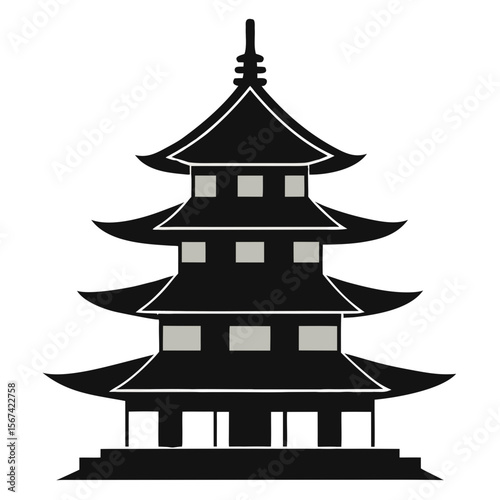 The image shows a stylized icon of a traditional East Asian pagoda, typically found in countries like China, Japan, or Korea. It has multiple tiers with curved roofs.