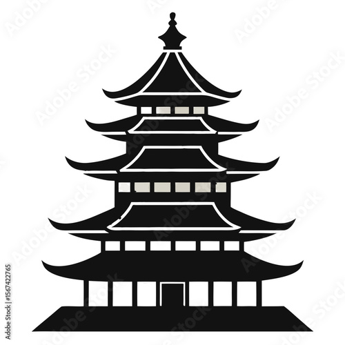 The image shows a stylized icon of a traditional East Asian pagoda, typically found in countries like China, Japan, or Korea. It has multiple tiers with curved roofs.