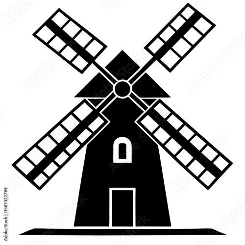windmill silhouette vector
