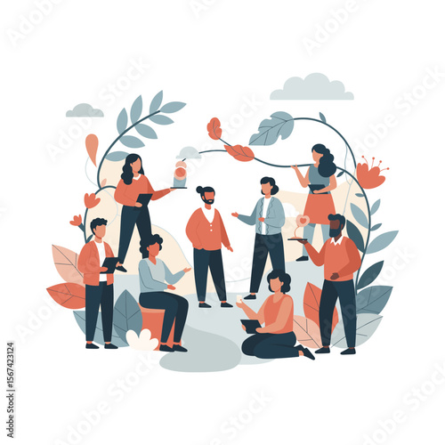 A group of social interaction people 
