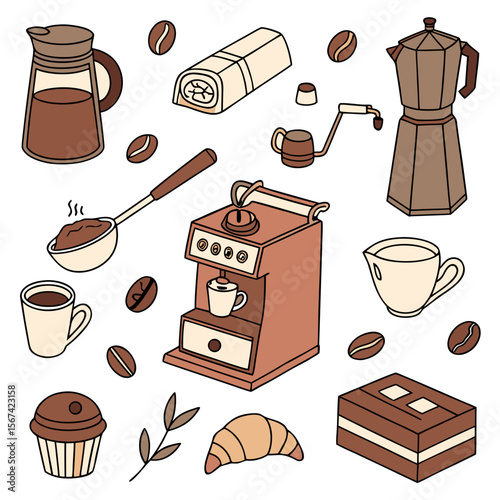 Coffee maker espresso machine brewing coffee beans