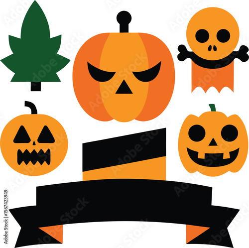 Halloween concept icon set hand drawn design elements in sketch style for holiday flyer