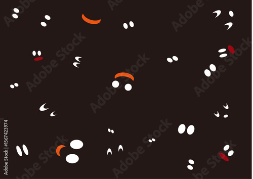 黒の背景に顔だけのおばけ・ ハロウィン, イラスト, halloween, 