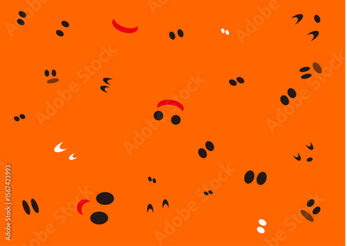 かぼちゃ色の背景に顔だけのおばけ・ ハロウィン, イラスト, halloween, 