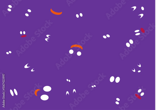 紫の背景に顔だけのおばけ・ ハロウィン, イラスト, halloween, 
