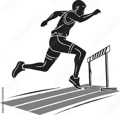 hurdles race jump black silhouette vector