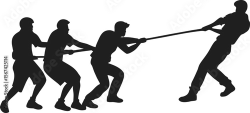 tug of war pulling black silhouette vector