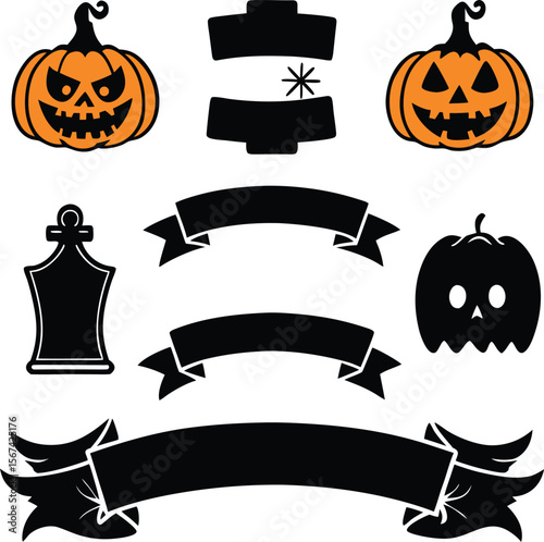 Halloween concept icon set hand drawn design elements in sketch style for holiday flyer