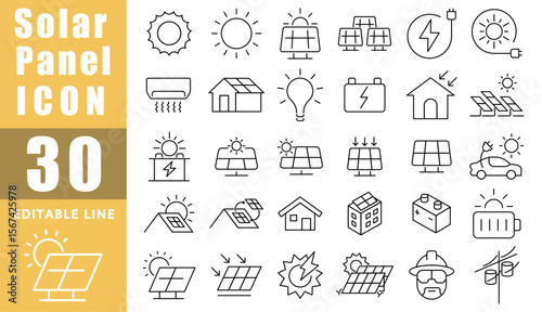 Solar panel vector icon collection