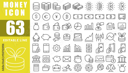 Simple icon collection related to money and investment