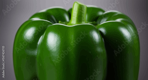 A close-up capture showcasing the vibrant details of a fresh green bell pepper